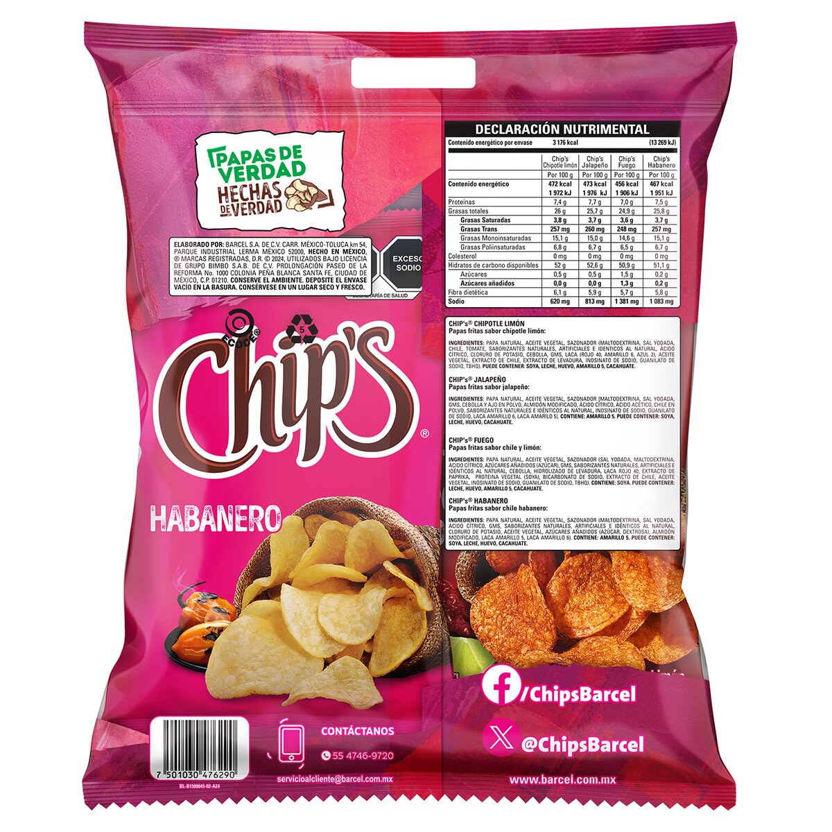 Chip's Papas Surtidas 4 pzas de 170 g