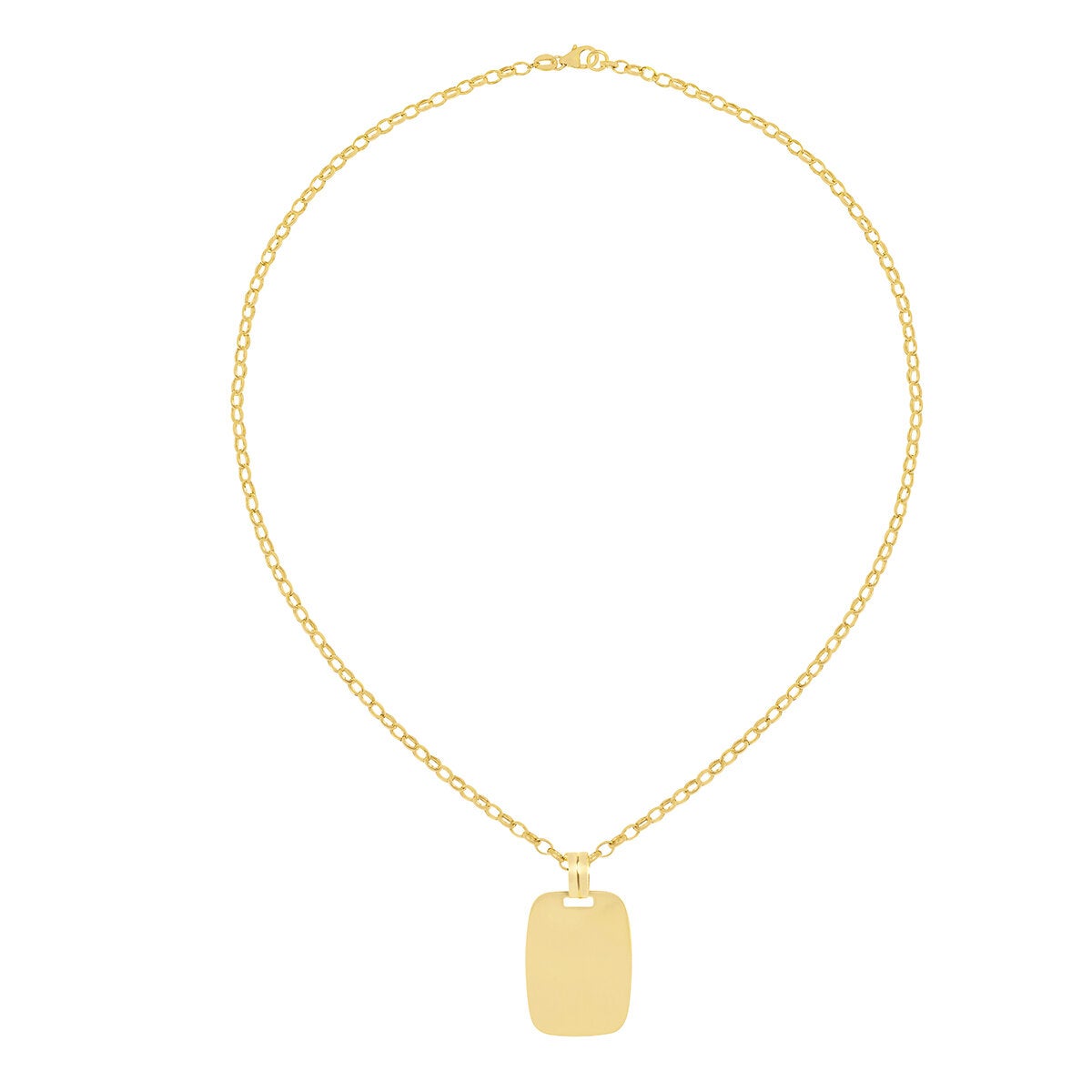 Dije Placa, Oro Amarillo 14K Dije Placa, Oro Amarillo 14K