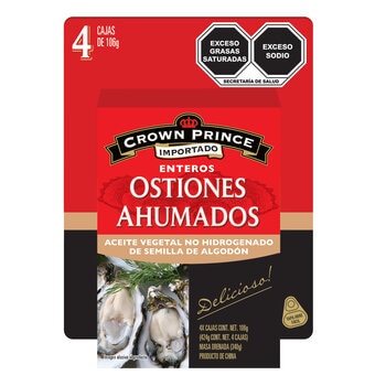 Crown Prince Ostiones Ahumados 4 pzs de 106 g