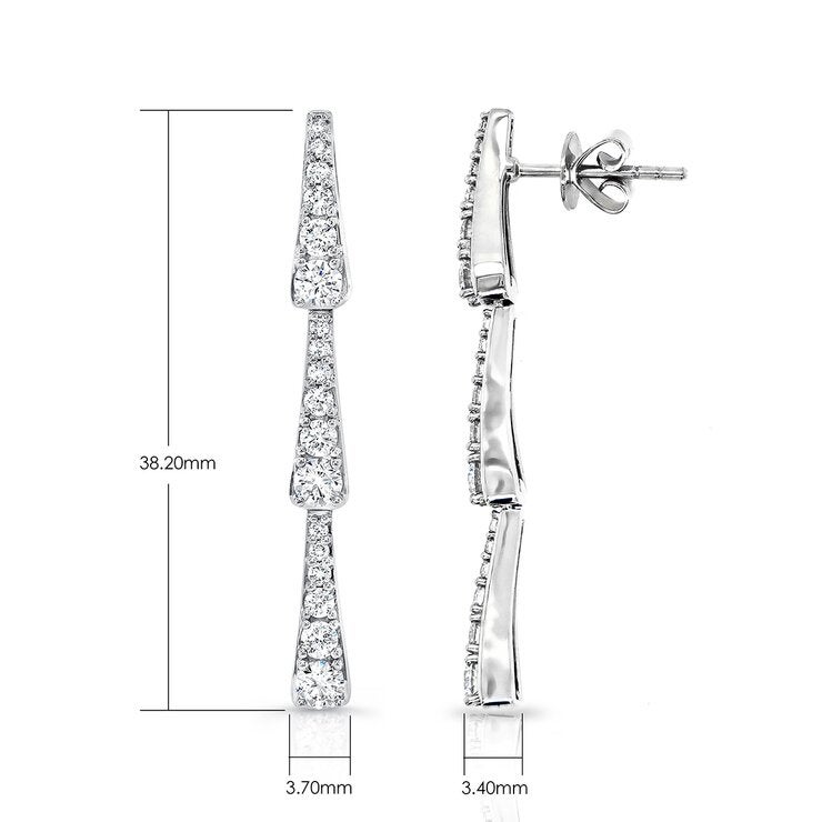Aretes Colgantes de Diamantes 1.28ctw, en Oro Blanco 18K Aretes Colgantes de Diamantes 1.28ctw, en Oro Blanco 18K