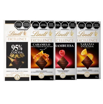 Lindt Excellence Barras de Chocolate Amargo Suizo 4 pzas de 100 g Lindt Excellence Barras de Chocolate Amargo Suizo 4 pzas de 100 g