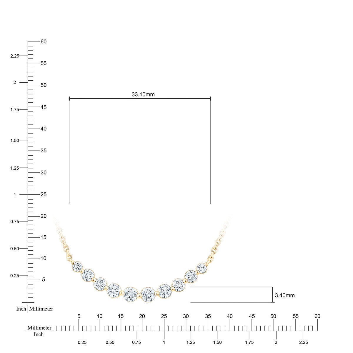 Collar de Barra de Diamantes 1.00ctw, Oro Amarillo 14K Collar de Barra de Diamantes 1.00ctw, Oro Amarillo 14K