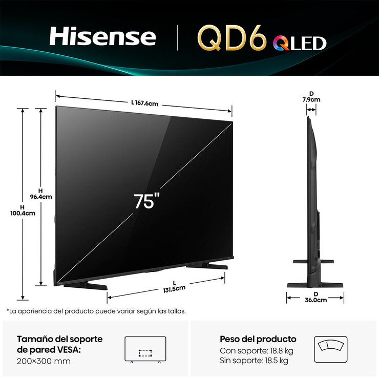 Hisense Pantalla 75" HI-QLED 4K Fire TV Hisense Pantalla 75" HI-QLED 4K Fire TV