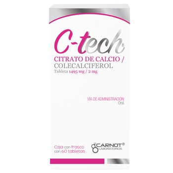 C-Tech Citrato de Calcio / Colecalciferol Frasco con 60 tabletas