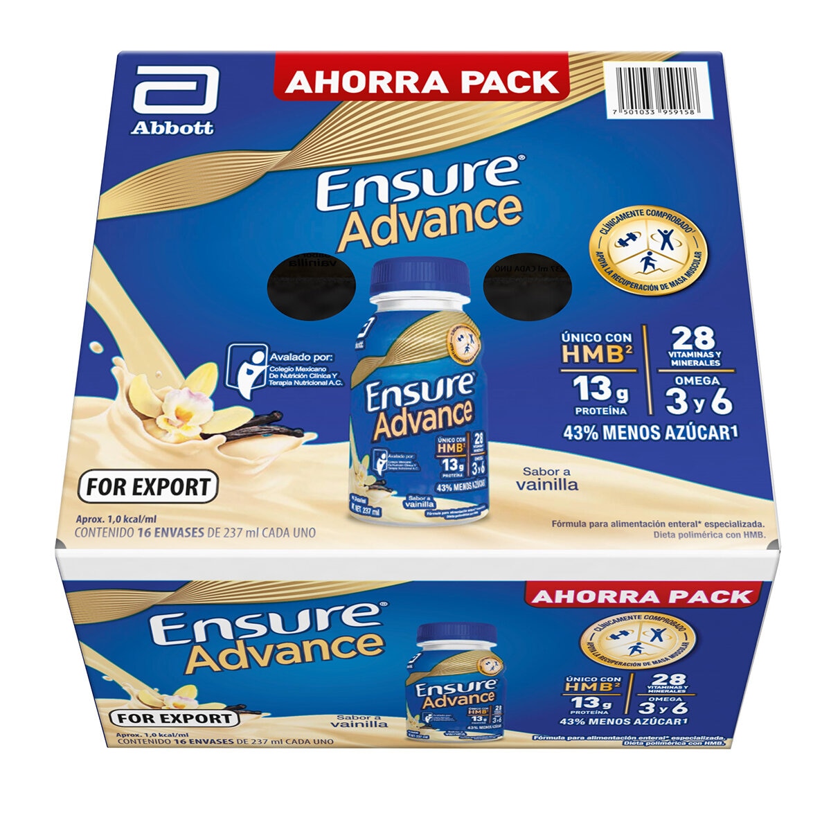 Ensure Advance Suplemento Alimenticio Sabor Vainilla 16 pzas de 237 ml Ensure Advance Suplemento Alimenticio Sabor Vainilla 16 pzas de 237 ml