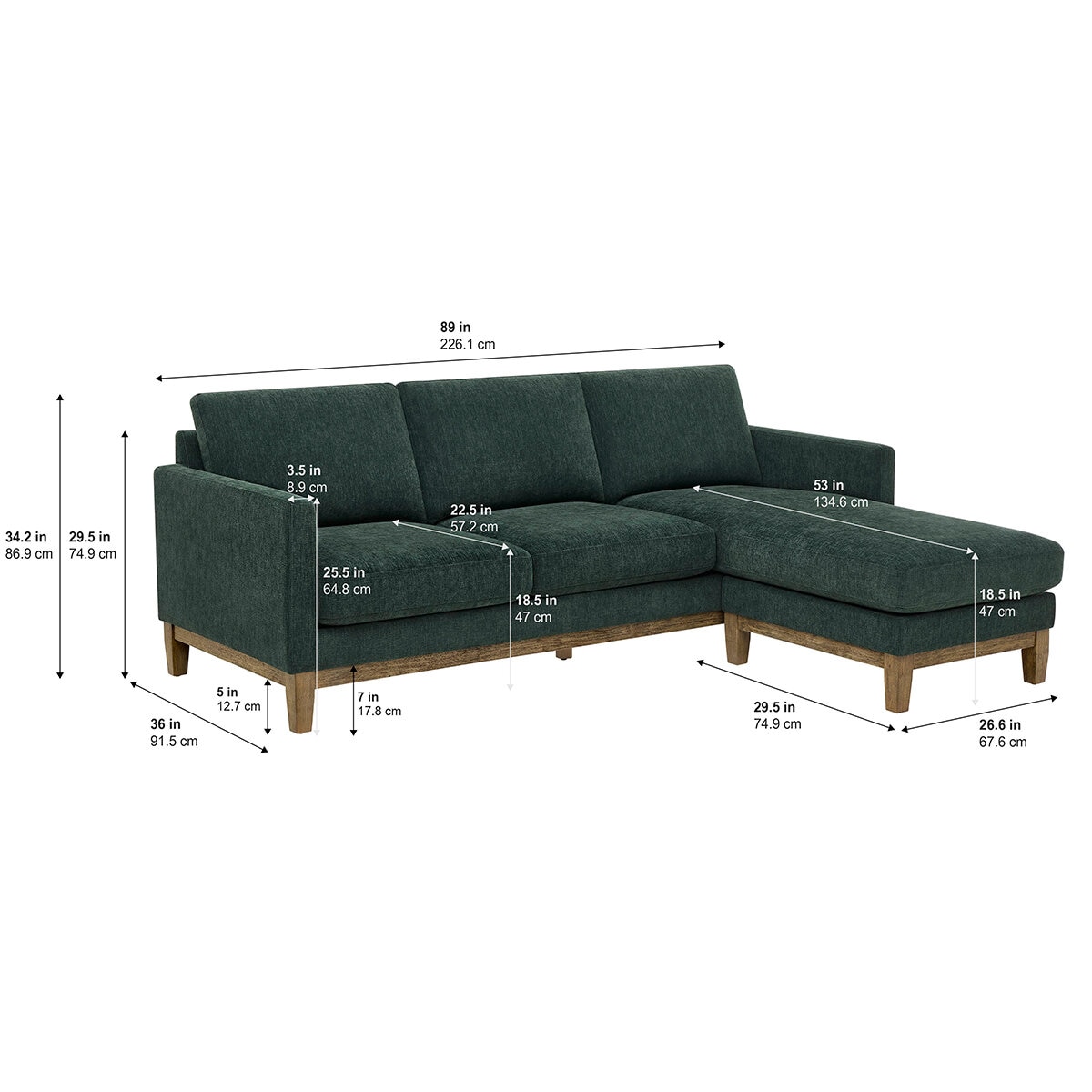 Henredon, Sofá Reversible De Tela Estilo Chaise Henredon, Sofá Reversible De Tela Estilo Chaise