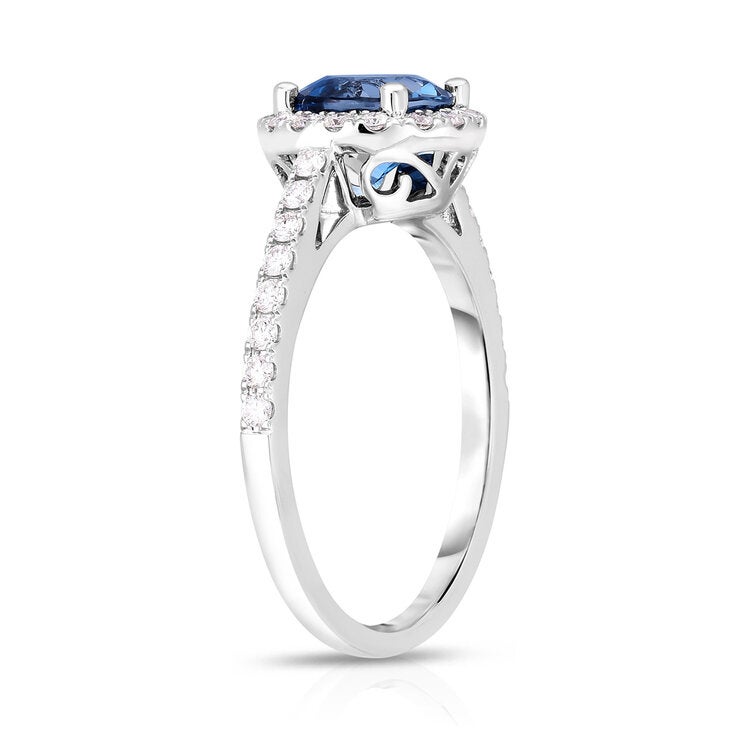 Anillo, Topacio Azul y Diamantes 0.35ctw, Oro Blanco de 14K Anillo, Topacio Azul y Diamantes 0.35ctw, Oro Blanco de 14K