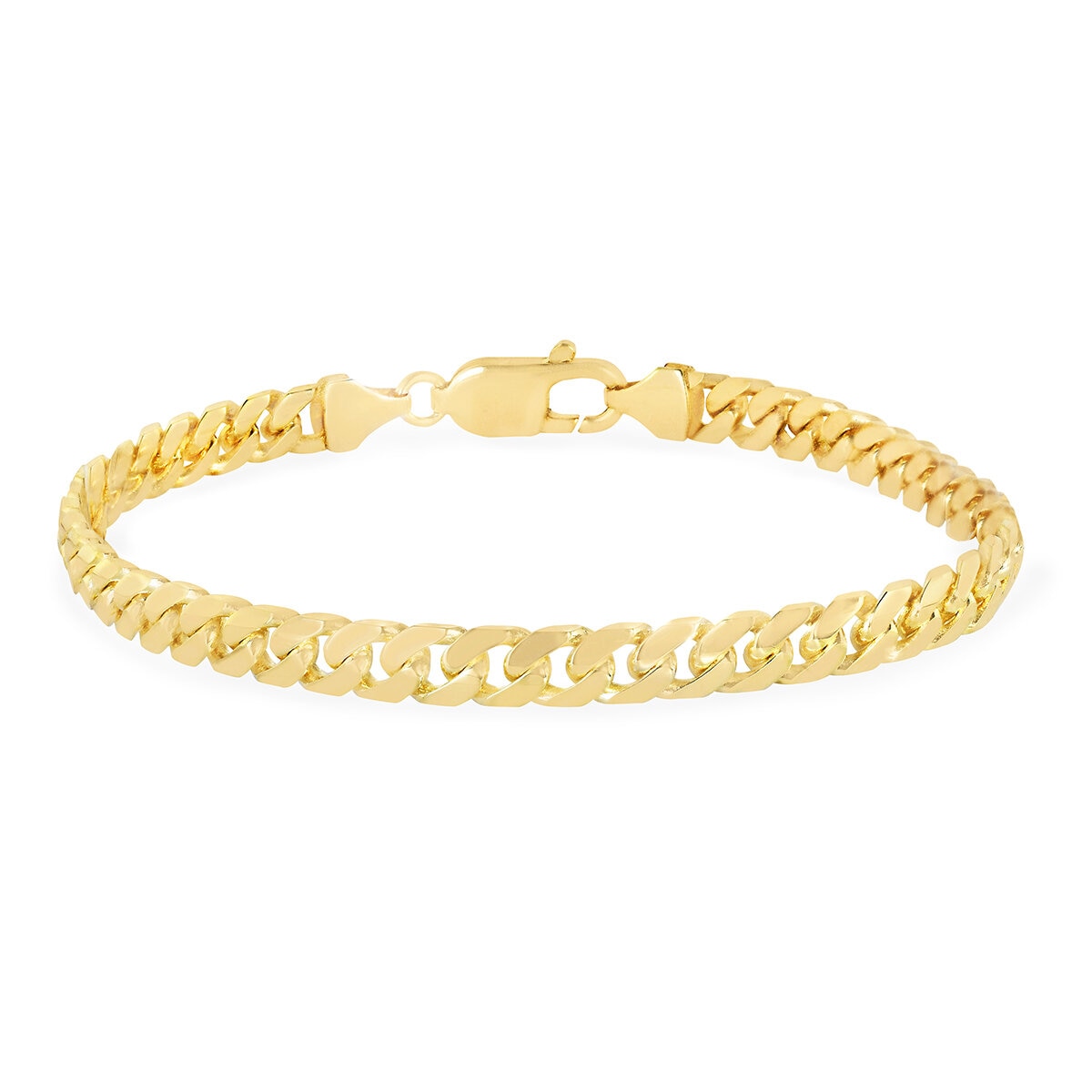 Pulsera de Eslabon Cubano, Oro Amarillo 14K Pulsera de Eslabon Cubano, Oro Amarillo 14K