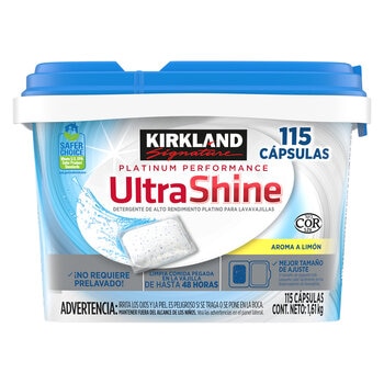 kirkland signature detergente para lavavajillas 115 pzas