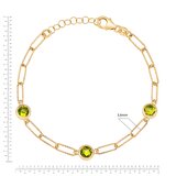 Pulsera de Peridoto, Oro Amarillo de 14K