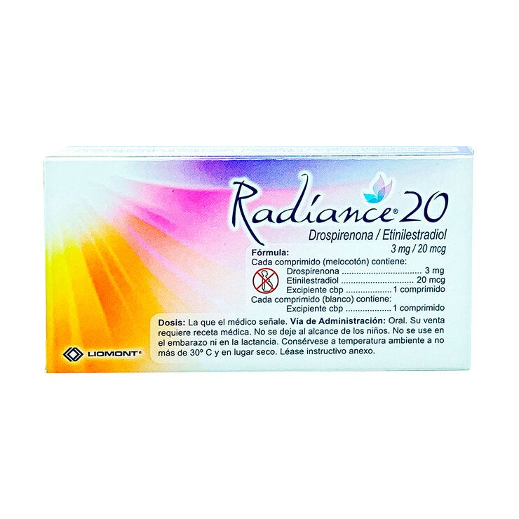 Radiance 20 3 mg / 20 mcg con 28 comprimidos Radiance 20 3 mg / 20 mcg con 28 comprimidos