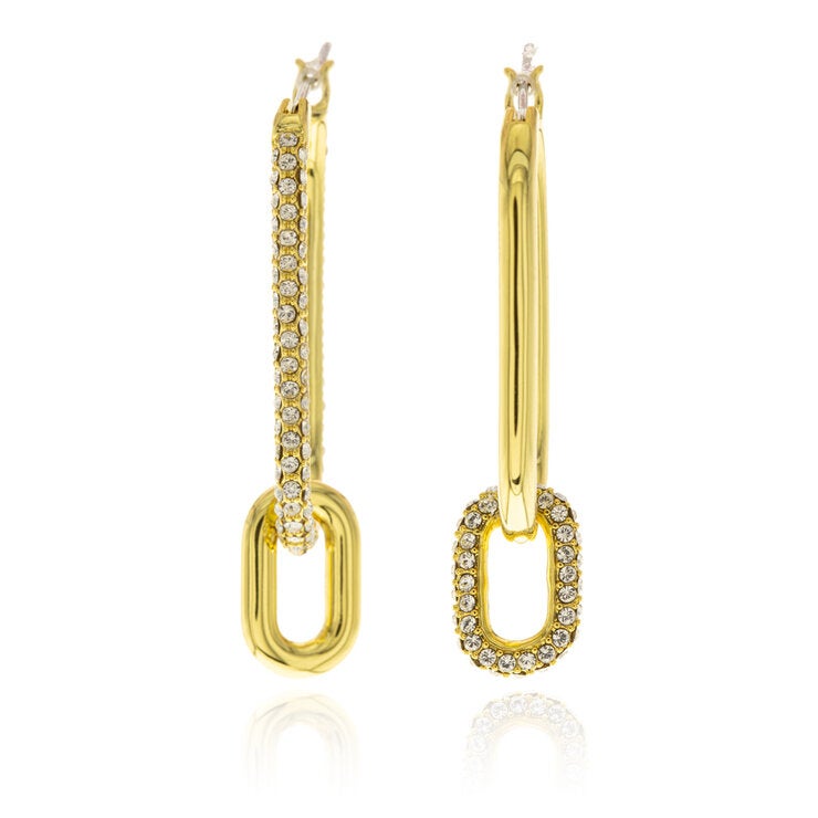 Mayfer, Aretes Largos bañados en Oro y Cristal Austíaco Mayfer, Aretes Largos bañados en Oro y Cristal Austíaco