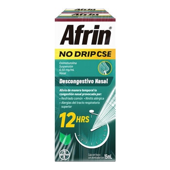 Afrin No Drip, Oximetazolina Suspensión Nasal 0.5mg/ml 2 piezas con 15ml c/u Afrin No Drip, Oximetazolina Suspensión Nasal 0.5mg/ml 2 piezas con 15ml c/u