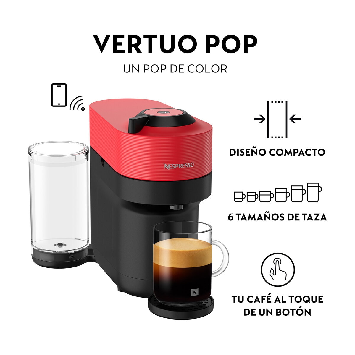 Nespresso Cafetera Vertuo Pop con Aeroccino 4, compatible con cápsulas Vertuo