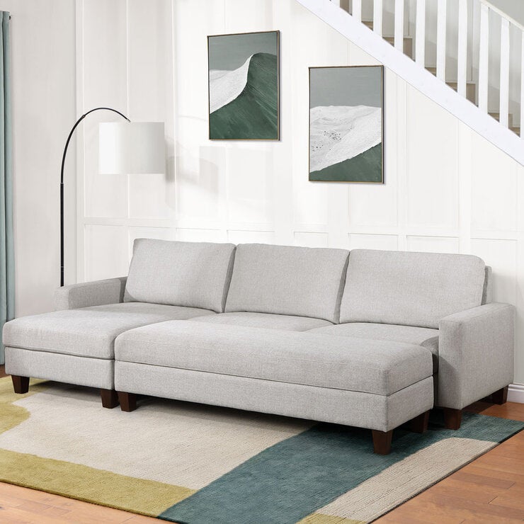 Northridge Home, Sofá Seccional de Tela con Otomano para Almacenamiento Northridge Home, Sofá Seccional de Tela con Otomano para Almacenamiento
