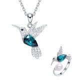 Mayfer, Juego de Anillo con Collar, Plata .925, Cristal Austríaco Mayfer, Juego de Anillo con Collar, Plata .925, Cristal Austríaco