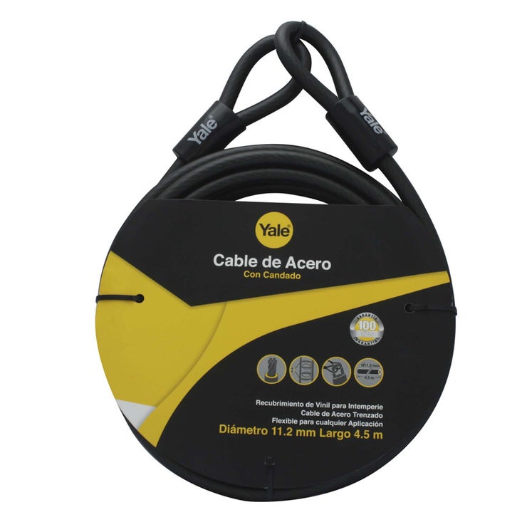 Yale, Cable de Acero con Candado 11.2x4500 mm Yale, Cable de Acero con Candado 11.2x4500 mm