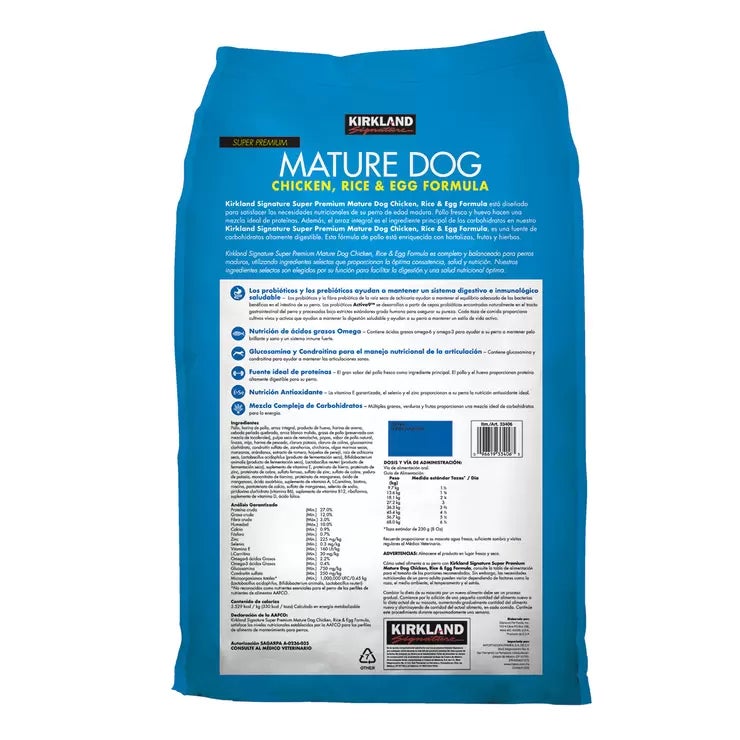 Kirkland Signature Alimento para Perro Adulto con Pollo, Arroz y Huevo 18.1 kg Kirkland Signature Alimento para Perro Adulto con Pollo, Arroz y Huevo 18.1 kg