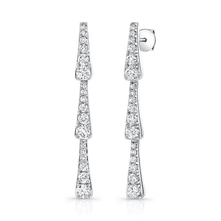 Aretes Colgantes de Diamantes 1.28ctw, en Oro Blanco 18K Aretes Colgantes de Diamantes 1.28ctw, en Oro Blanco 18K