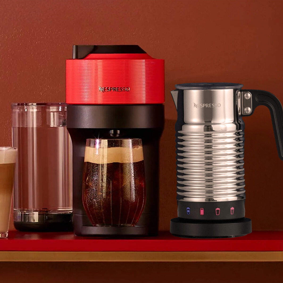 Nespresso Cafetera Vertuo Pop con Aeroccino 4, compatible con cápsulas Vertuo