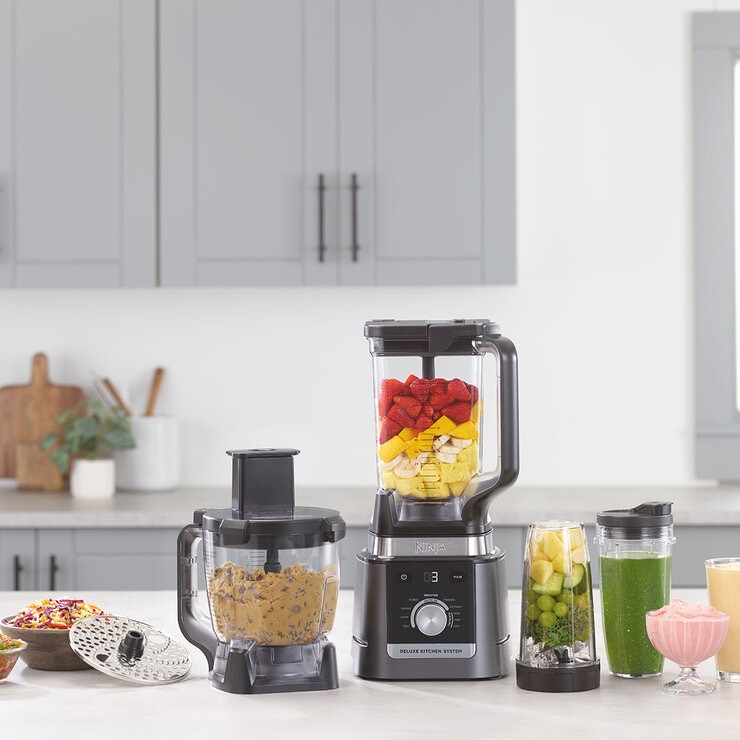 Ninja Deluxe Sistema de Cocina con Jarra de 2.6 L , Procesador de 9 Tazas, 2 Discos de Rebanado/triturado, 2 Vasos de 700 ml Ninja Deluxe Sistema de Cocina con Jarra de 2.6 L , Procesador de 9 Tazas, 2 Discos de Rebanado/triturado, 2 Vasos de 700 ml