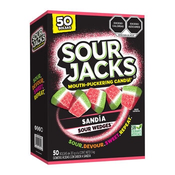 sour jacks gomitas ácidas sabor sandía 50/20 g