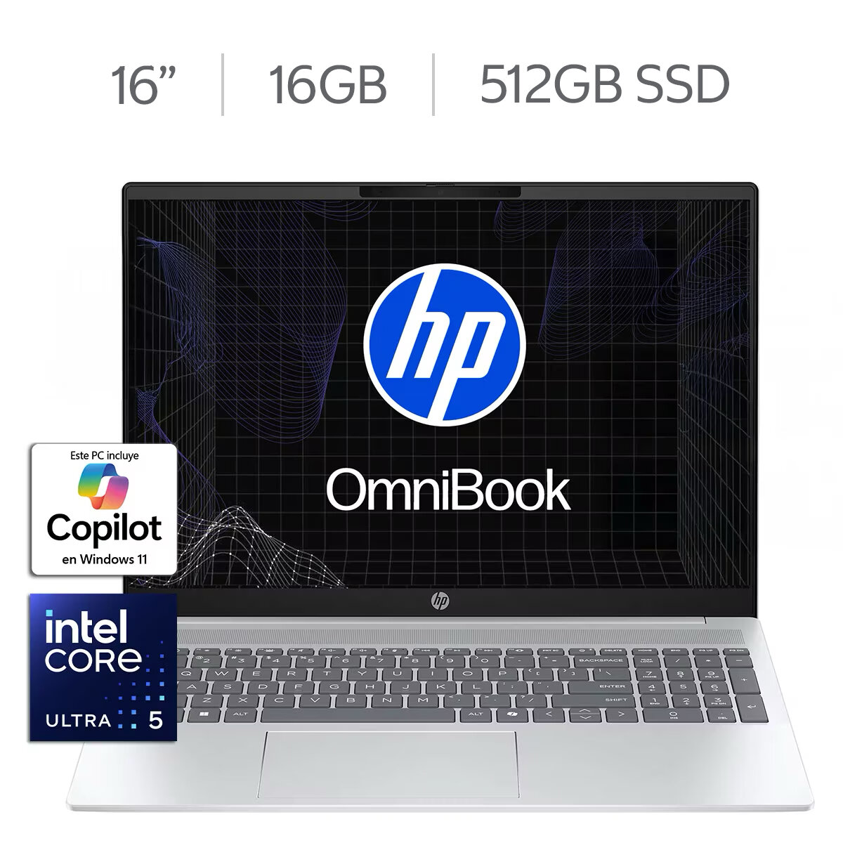 HP 16-af1053la Omnibook 5 AI Laptop 16" 2K OLED Intel Core Ultra 5-225U 16GB 512GB SSD - 12 Meses M365 Personal HP 16-af1053la Omnibook 5 AI Laptop 16" 2K OLED Intel Core Ultra 5-225U 16GB 512GB SSD - 12 Meses M365 Personal