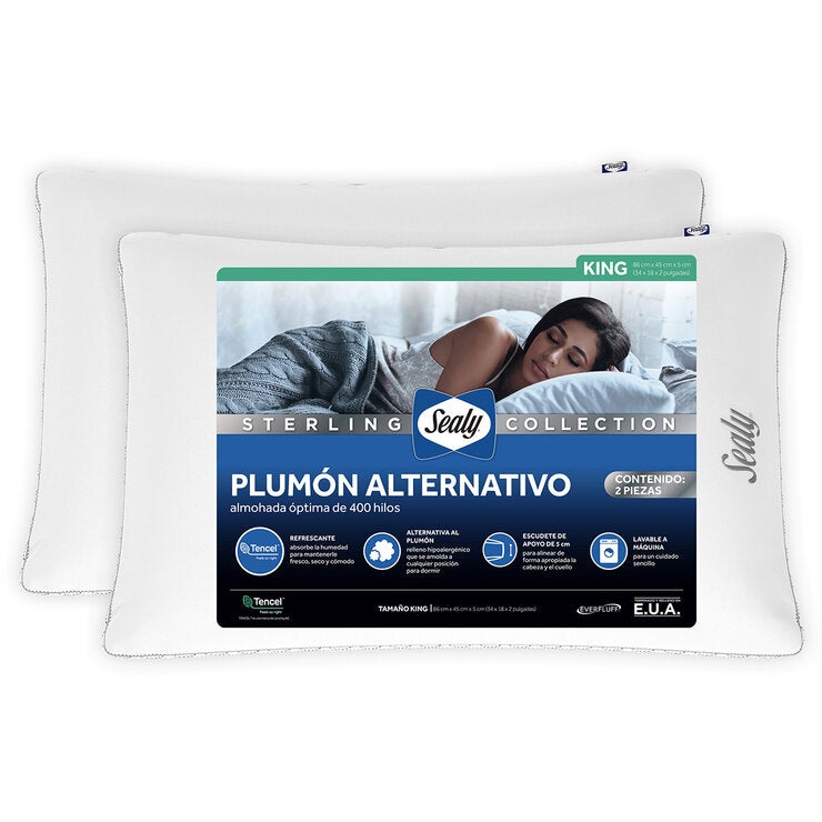 Sealy, Juego de 2 Almohadas de Plumón Alternativo Hipoalergénicas, Tamaño King Sealy, Juego de 2 Almohadas de Plumón Alternativo Hipoalergénicas, Tamaño King