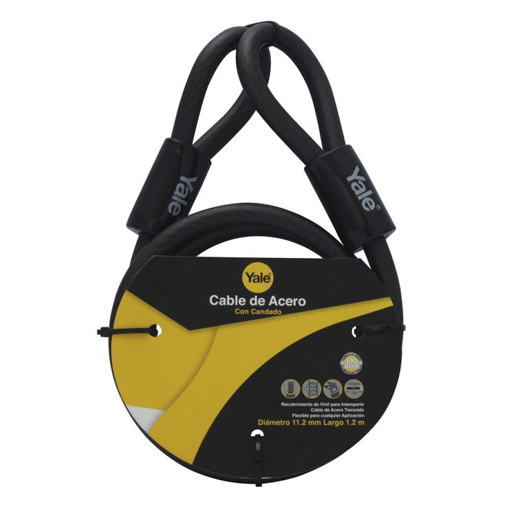 Yale, Cable de Acero con Candado 11.2x1200 mm Yale, Cable de Acero con Candado 11.2x1200 mm