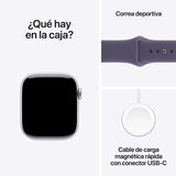 Apple Watch Series 11 (GPS) 42mm Aluminio Plata + Correa Deportiva Morado Niebla - Talla S/M Apple Watch Series 11 (GPS) 42mm Aluminio Plata + Correa Deportiva Morado Niebla - Talla S/M
