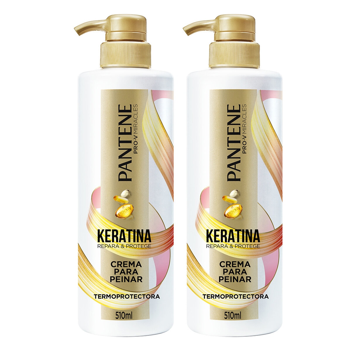 Pantene Keratina Crema para Peinar 2 pzas de 510 ml