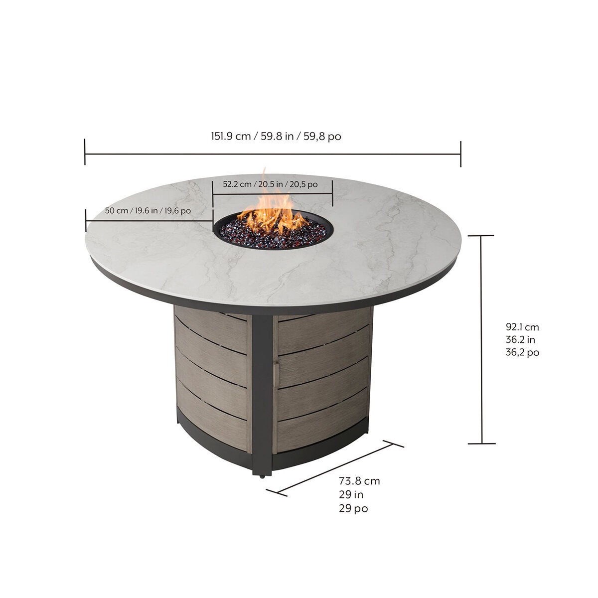 Agio, Nicolet Comedor Alto con Fogatero para Jardín de 7 piezas Agio, Nicolet Comedor Alto con Fogatero para Jardín de 7 piezas