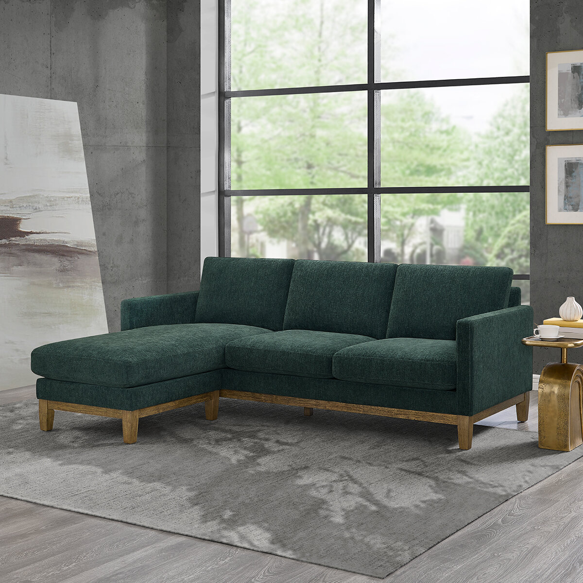 Henredon, Sofá Reversible De Tela Estilo Chaise Henredon, Sofá Reversible De Tela Estilo Chaise