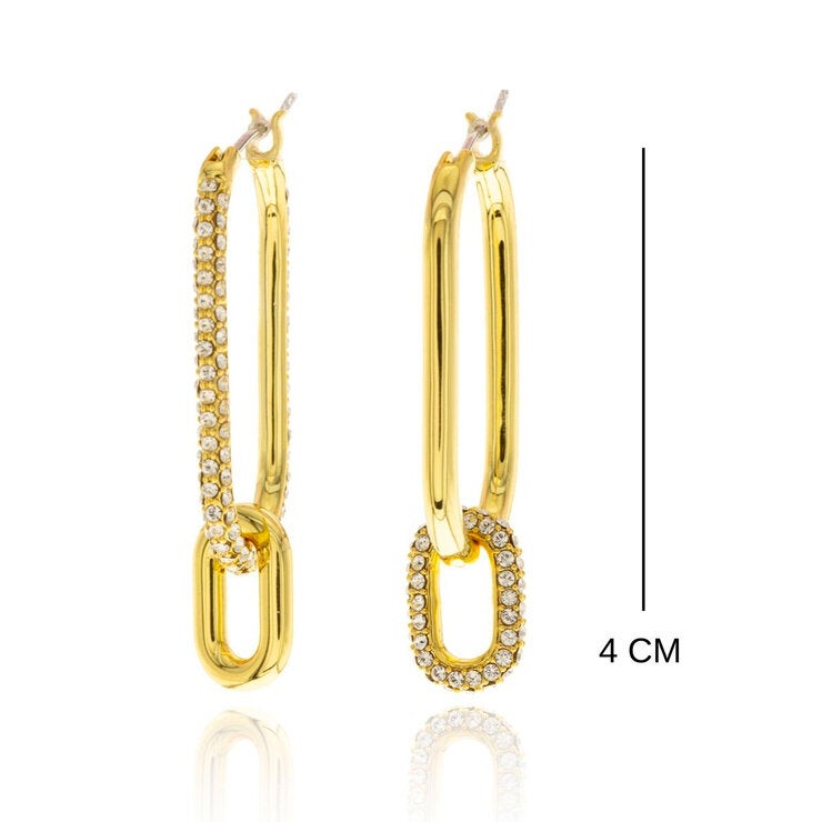 Mayfer, Aretes Largos bañados en Oro y Cristal Austíaco Mayfer, Aretes Largos bañados en Oro y Cristal Austíaco