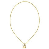 Collar de Cadena de Cuerda con Forma de Lágrima Pulida, Oro Amarillo de 14K