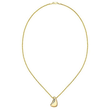 Collar de Cadena de Cuerda con Forma de Lágrima Pulida, Oro Amarillo de 14K