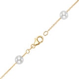 Pulsera de Perlas, Blancas, 5.5-6.0mm, Oro Amarillo de 14k