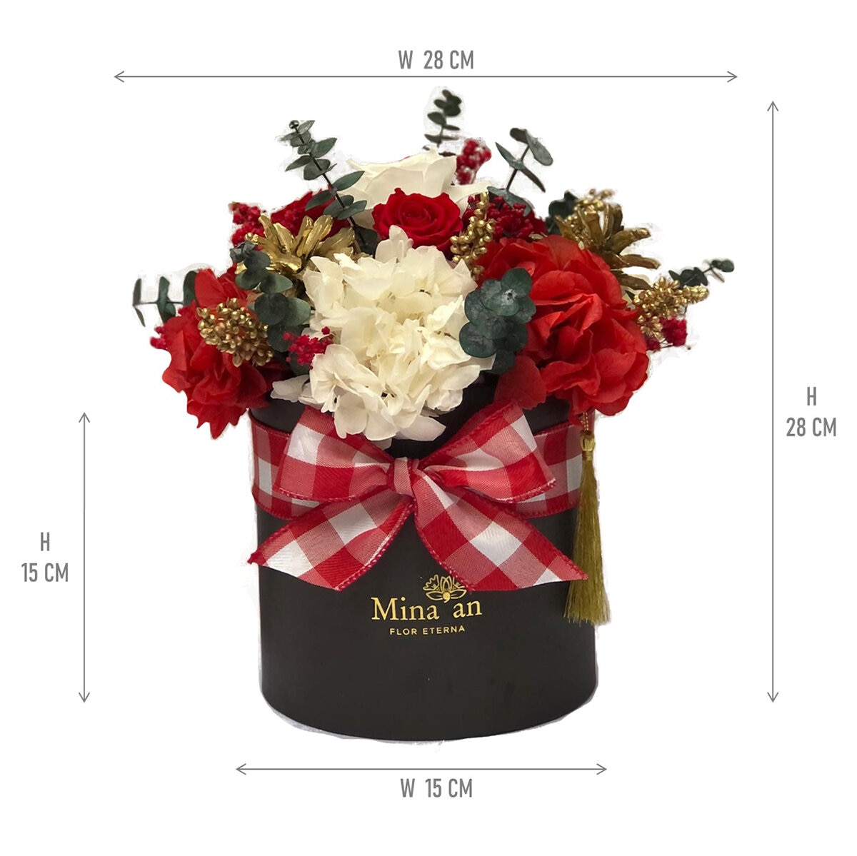 Bouquet Navidad, Caja Negra Listón de Cuadros