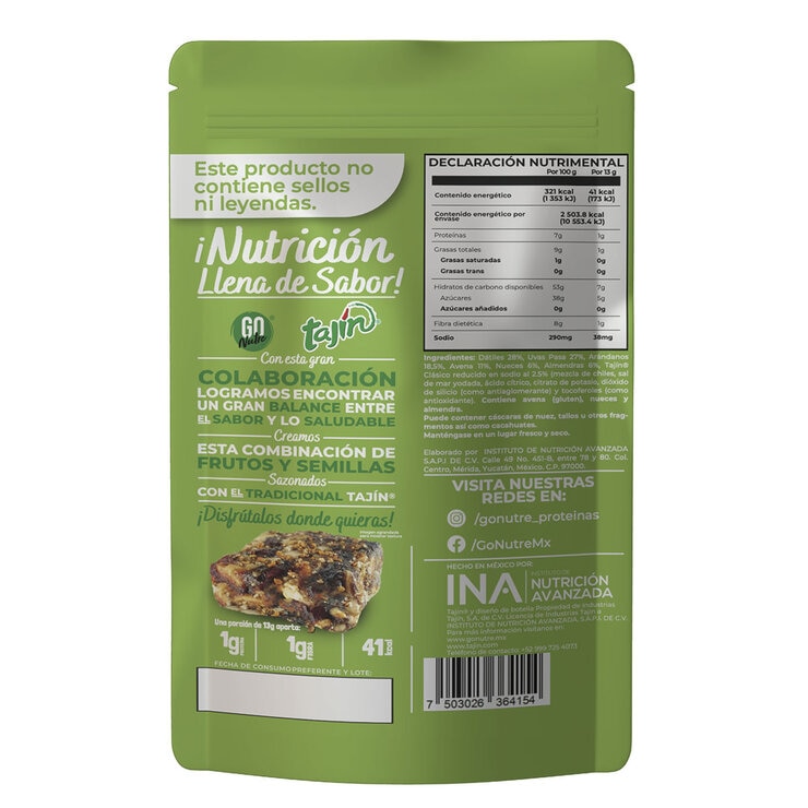 Go Nutre Snack Bites de Frutas y Semillas Sazonadas con Tajín 780 g Go Nutre Snack Bites de Frutas y Semillas Sazonadas con Tajín 780 g