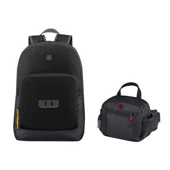 Wenger, Kit Mochila Y Cangurera Essentials Duo, Color Negro Wenger, Kit Mochila Y Cangurera Essentials Duo, Color Negro