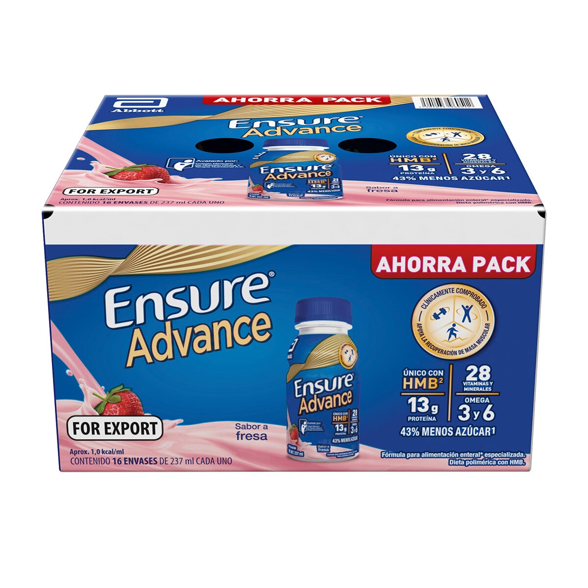Ensure Advance Suplemento Alimenticio Sabor Fresa 16 pzas de 237 ml Ensure Advance Suplemento Alimenticio Sabor Fresa 16 pzas de 237 ml
