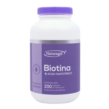 Naturagel Biotina + Ácido Pantoténico Aloe Vera con Vitamina E 200 Cápsulas