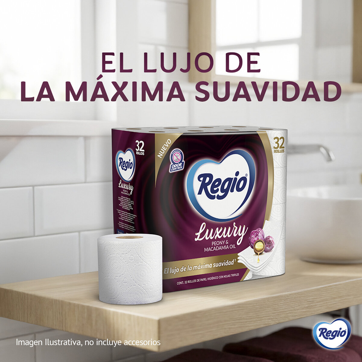 Regio Luxury Peony & Macadamia Oil Papel Higiénico 32 Rollos Regio Luxury Peony & Macadamia Oil Papel Higiénico 32 Rollos