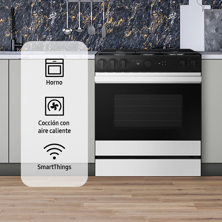 Samsung Estufa de piso Bespoke 30" Blanco con Air Fry Samsung Estufa de piso Bespoke 30" Blanco con Air Fry