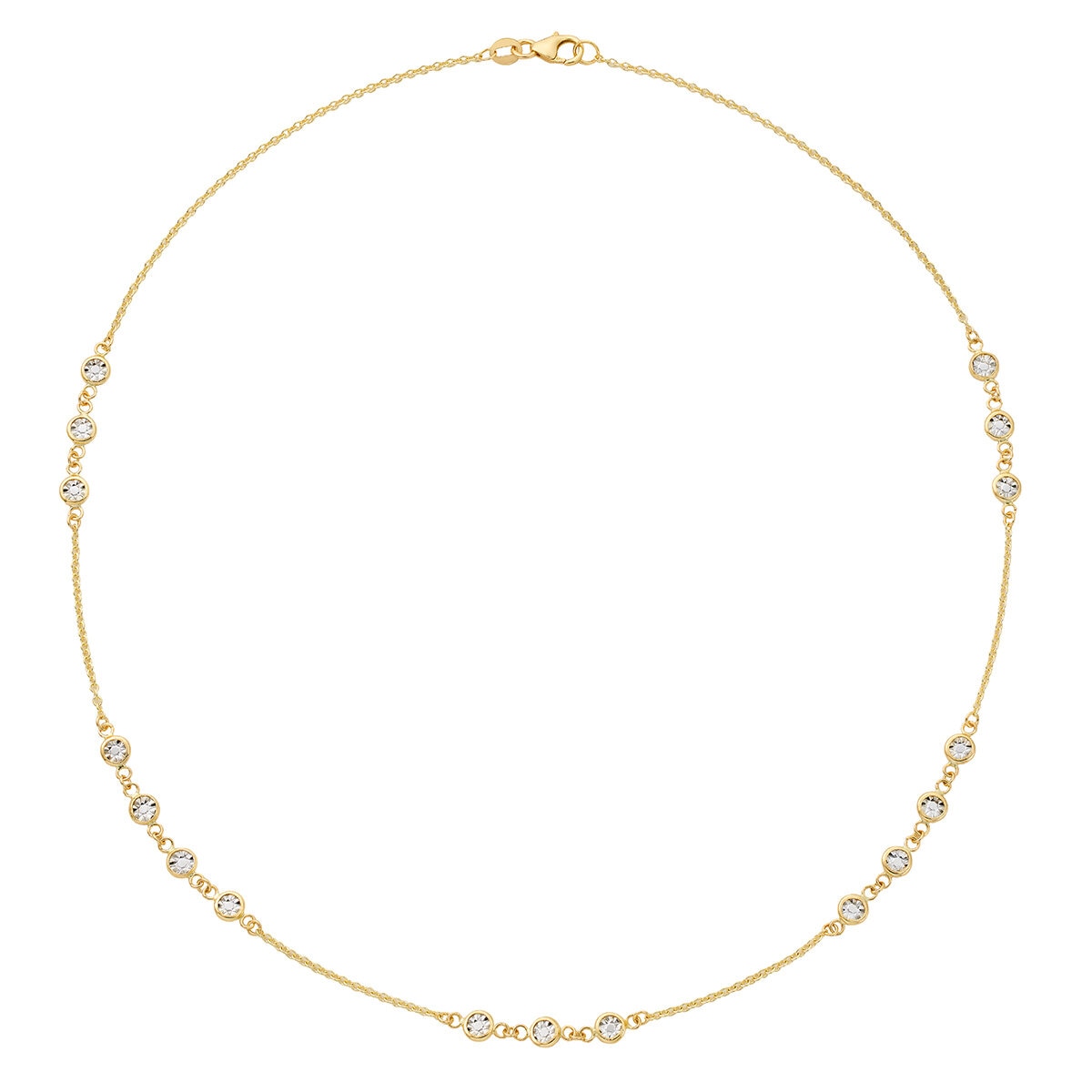 Collar de Estaciones Redondas, Oro Dos Tonos 14K Collar de Estaciones Redondas, Oro Dos Tonos 14K