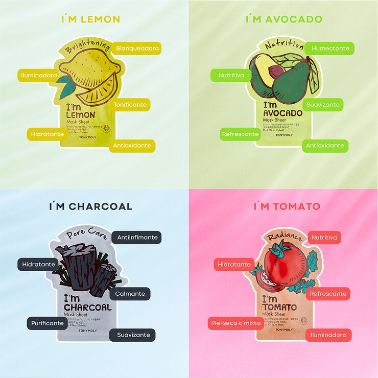 Tony Moly Mascarillas Hidratantes I´m Real, 10 piezas Tony Moly Mascarillas Hidratantes I´m Real, 10 piezas