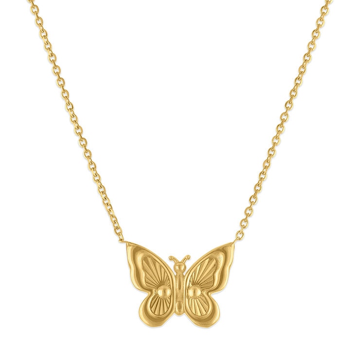 Collar con Dije de Mariposa, Oro Amarillo de 14 k Collar con Dije de Mariposa, Oro Amarillo de 14 k
