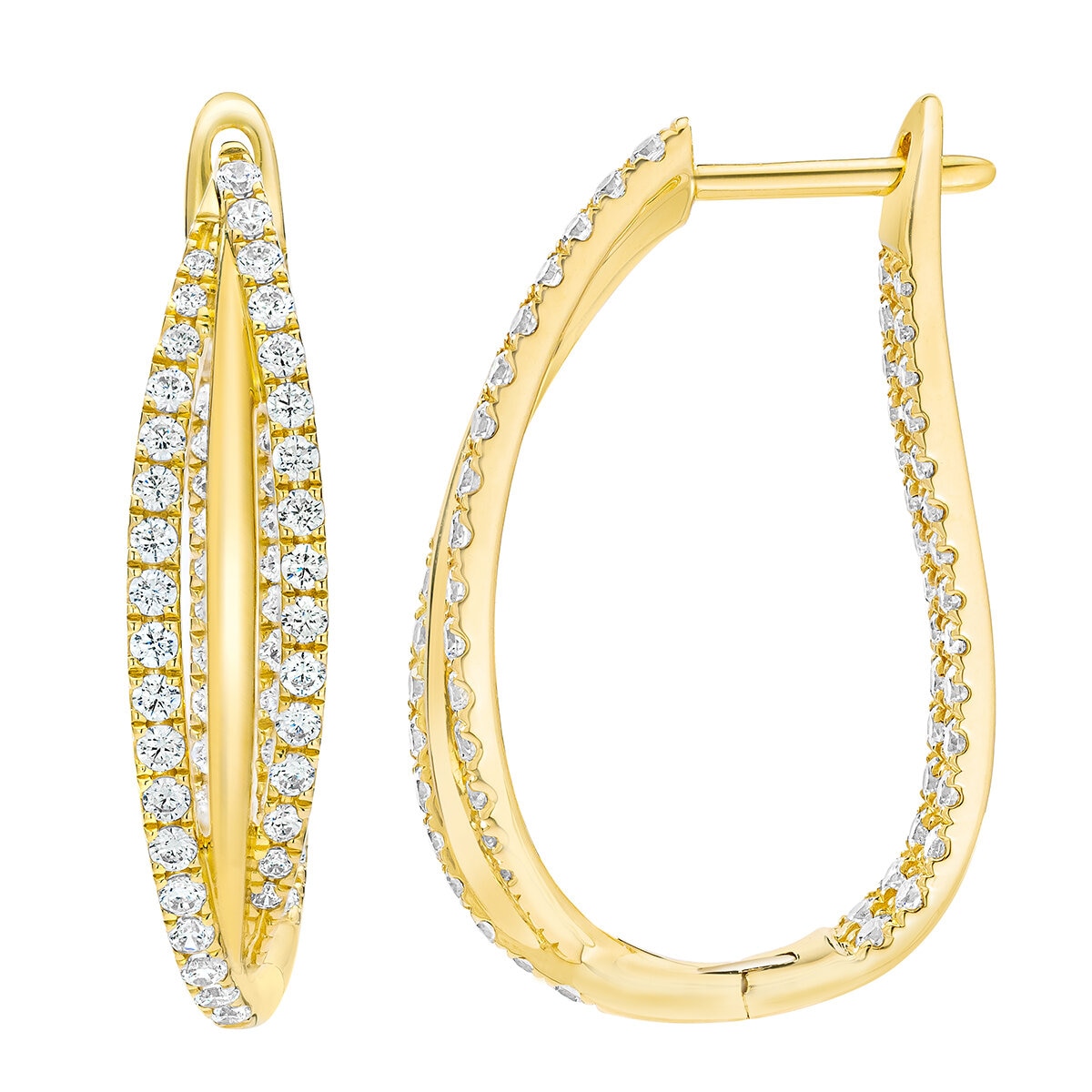 Aretes de Diamantes, 1.00ctw, Oro Amarillo de 14K