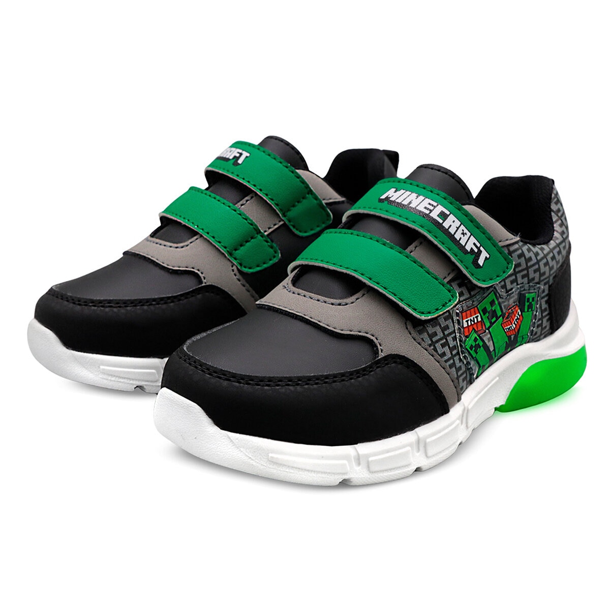 Minecraft Creeper, Tenis Original con Luces, Color Negro-Verde para Niño, Varias Tallas Minecraft Creeper, Tenis Original con Luces, Color Negro-Verde para Niño, Varias Tallas