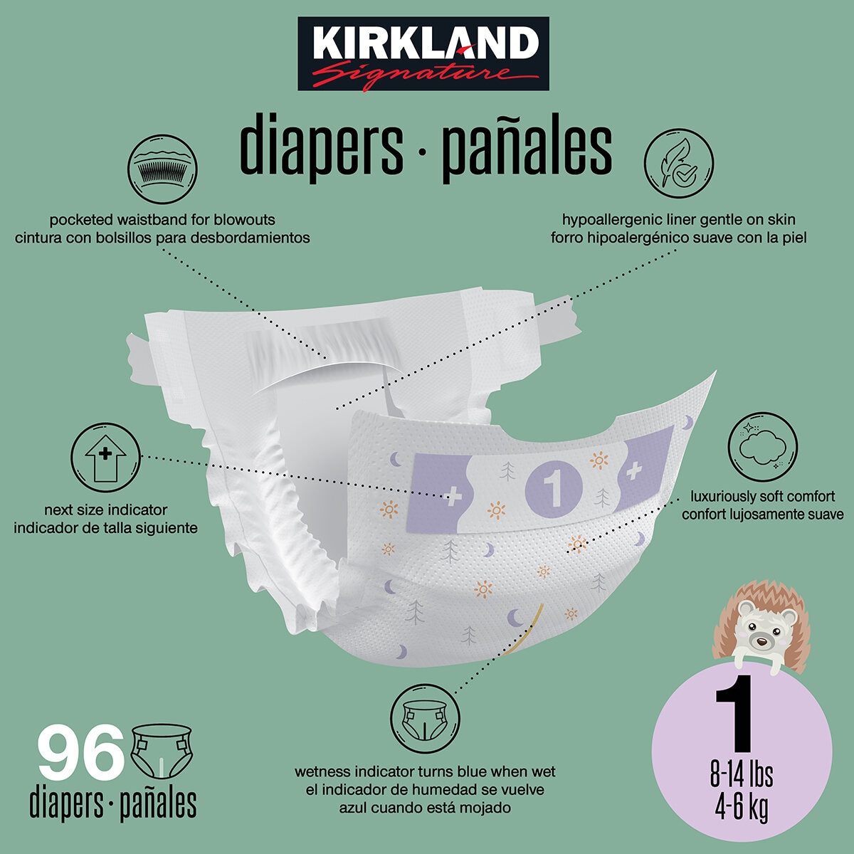 Kirkland Signature Pañales Etapa 1 Unisex 96 piezas Kirkland Signature Pañales Etapa 1 Unisex 96 piezas